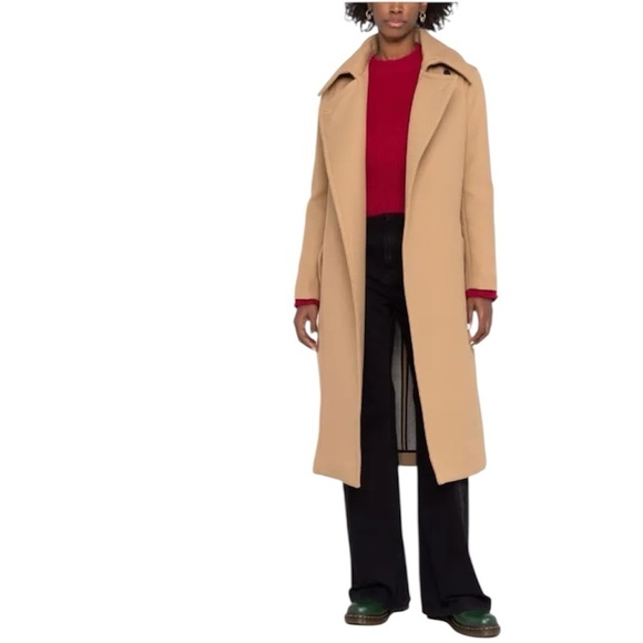 RAG & BONE AMBER Wool Blend Stylish Tan Long Coat - Picture 1 of 16